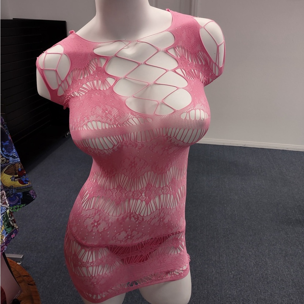 Pink Lace Cutout Intimate Dress